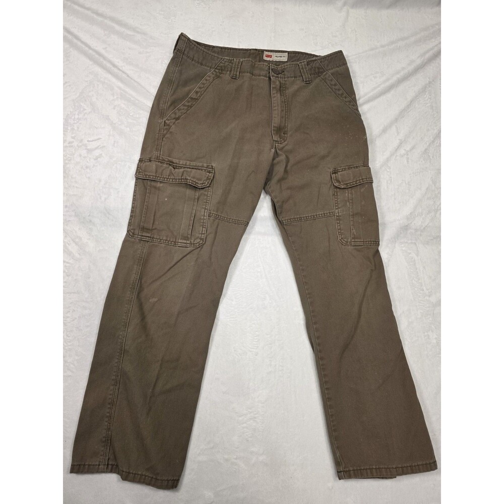 Wrangler Men's Brown Relaxed Fit Cotton Twill Cargo Pants Straight Leg - Picture 2 of 13